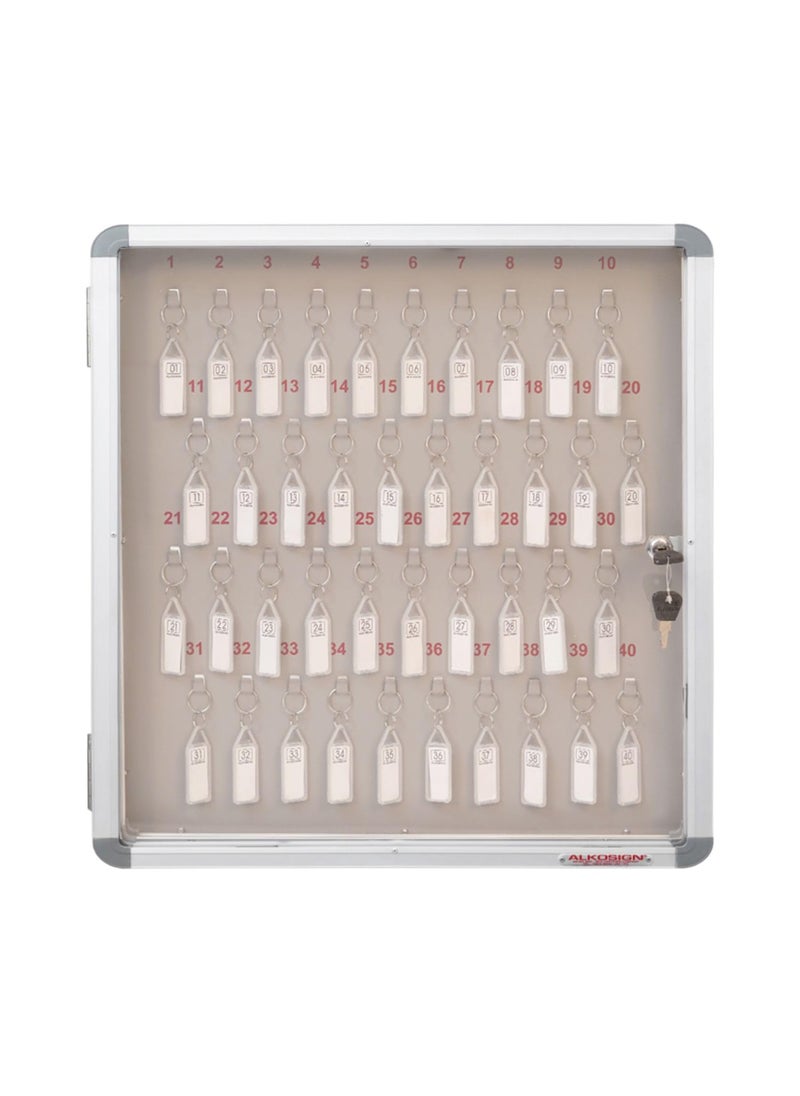 ALKOSIGN - ALKOSIGN Key Cabinet for 40 KeyChains with Steel Back and Inbuilt Slots Key Manager Key Storage Steel Key Organizer Wall Mounting Lockable Key Holder for Industries Factories Offices Hotels - Image 1