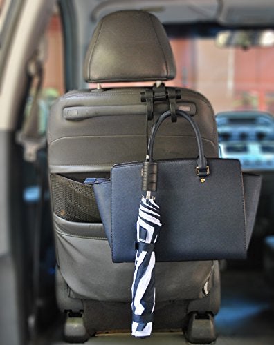 Maxsa Innovations Maxsa 25526 Headrest Hanger 2 Hook Organizer for Bags, Purses and Car Storage, Black - Image 4