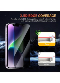SNBFA 3 PCS iPhone 14 Plus Privacy Screen Protector，28°Privacy Protector Support Fingerprint Unlock ,9H Tempered Glass Film Easy Installation Anti-Scratch Film  - Image 2