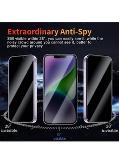 SNBFA 3 PCS iPhone 14 Plus Privacy Screen Protector，28°Privacy Protector Support Fingerprint Unlock ,9H Tempered Glass Film Easy Installation Anti-Scratch Film  - Image 3