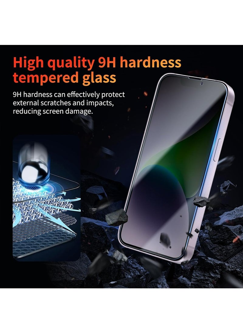 SNBFA 3 PCS iPhone 14 Plus Privacy Screen Protector，28°Privacy Protector Support Fingerprint Unlock ,9H Tempered Glass Film Easy Installation Anti-Scratch Film  - Image 4