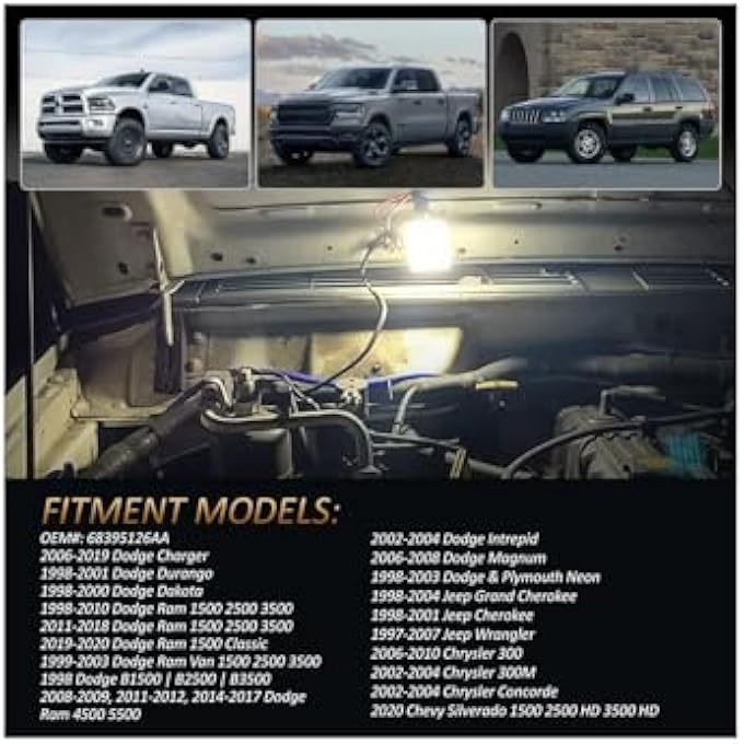 KASTWAVE Under Hood Led Light Kit For Dodge Ram Jeep Wrangler Chrysler 300 And More 6000K Bright White Lighting Solution - Image 5