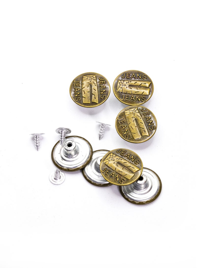 12-Set Jeans Buttons with Attachment Pins, 20mm - Bronze for Denim Repair and DIY Crafting (Design with Jeans Logo) - Image 3
