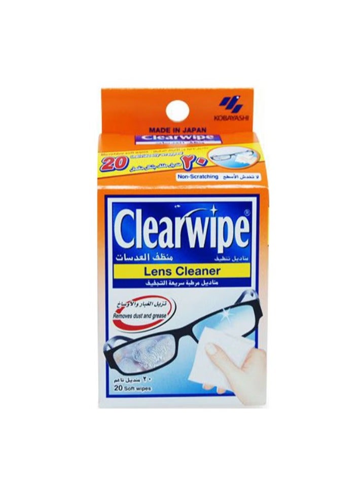 كلير وايب مناديل مبللة ناعمة لتنظيف العدسات من Clearwipe، عبوة من 20 منديلًا  - Image 1