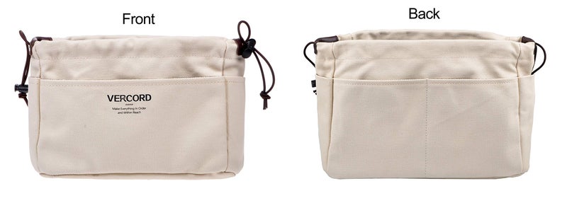 Vercord Canvas Handbag Organizers, Sturdy Purse Insert Organizer Bag in Bag, 10 Pockets Color Beige Large - Image 4