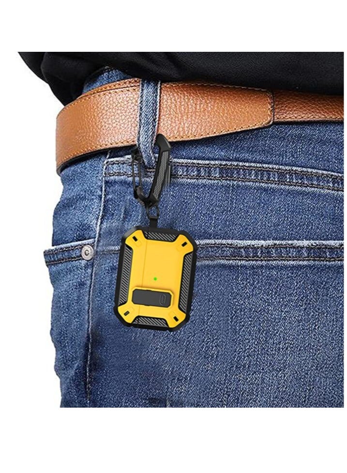ELTRAZONE - AirPods Pro 2nd Generation Case Cover 2022, AirPods Pro 2 Protective Case with Lock Gen 2 Military Hard Rugged Shockproof Cover with Keychain Compatible with Apple Airpods Pro 2, Yellow - Image 1