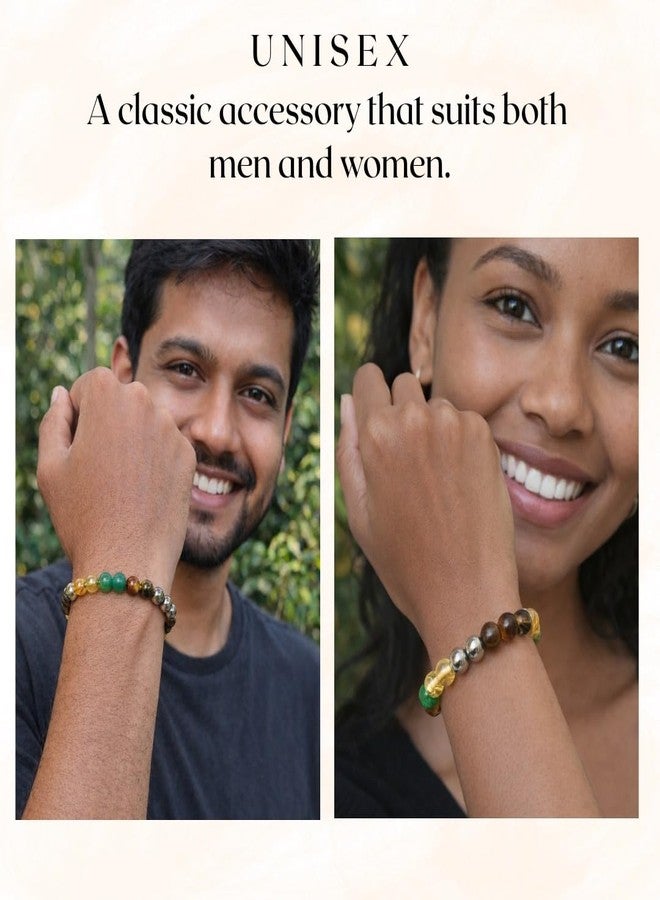 ARE - Aeora Rocks : Real money magnet bead bracelet - Certified and Original Stones, 8 mm beads for attracting money, wealth & success | Pyrite, Citrine, Green Aventurine & Tiger Eye | Natural Crystal Energy Healing Bracelet - Image 4