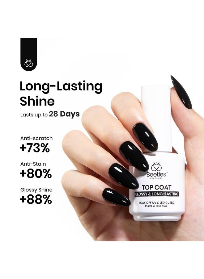 beetles Gel Polish Beetles Upgrade Glossy No Wipe Gel Top Coat, 2Pcs 15Ml Super Shiny Clear Glossy Gel Top Coat, Soak Off Uv Nail Lamp Nail Top Coat Gel Polish Nail Salon Manicure Diy Home Gifts For Women  - Image 5