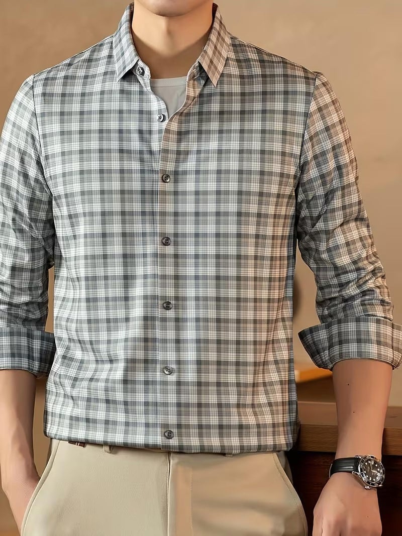 Lymio Men Shirt | Checkered Button Down Shirt for Men | Slim Fit Casual & Semi-Formal Shirts for Man | Textured Long Sleeve | Office & Weekend Ready (Packs Also Available) (Small-Checks-Beige-S) - Image 5