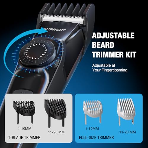 SUPRENT Beard Trimmers for Men - All-in-One Mens Grooming Kits with 40 Precision Dials，Waterproof Adjustable Trimmers for Hair, Beard, Face, Nose & Body, USB-C Rechargeable, 3.5H Running Time (Black) - Image 3