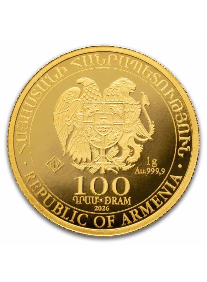 Geiger Armenia Noah's Ark Gold 1 gram Coin 9999 - Image 3
