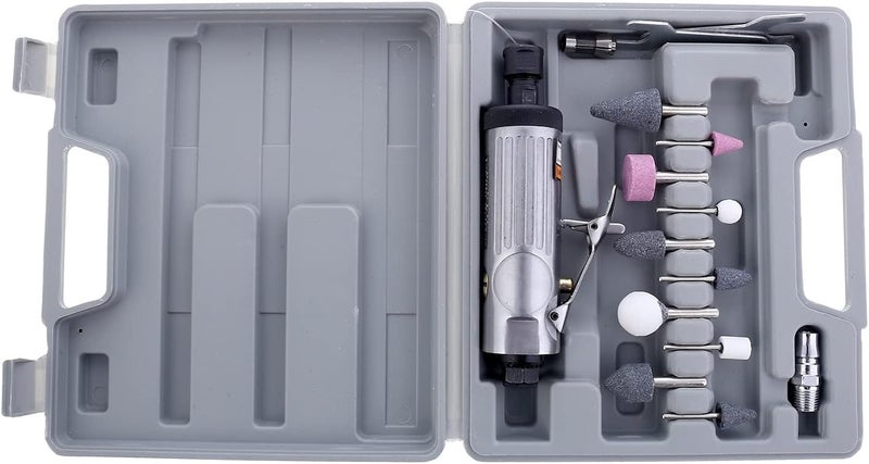 Air Die Pneumatic Grinder Kit -16 Piece- Air Straight Die Grinder with Collets Grinding Heads Wrenches Rear Exhaust Ergonomic Handle Storage Case for Polishing, Sanding, Deburring, Woodworking - Image 3
