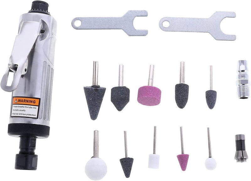 Air Die Pneumatic Grinder Kit -16 Piece- Air Straight Die Grinder with Collets Grinding Heads Wrenches Rear Exhaust Ergonomic Handle Storage Case for Polishing, Sanding, Deburring, Woodworking - Image 2