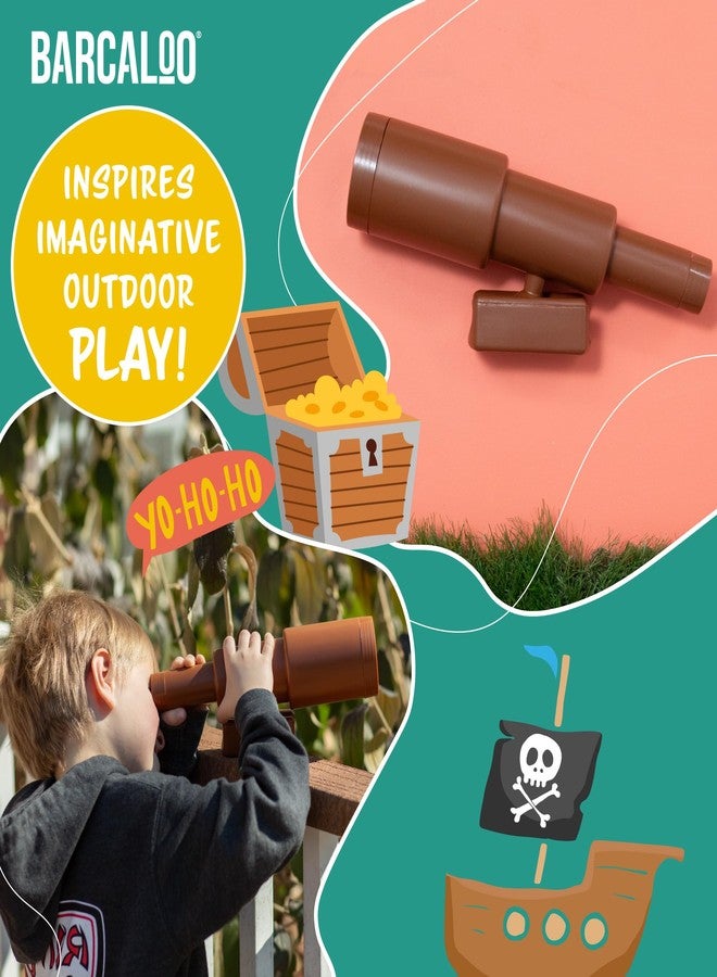 Barcaloo Playhouse Accessories for Kids Outdoor Playset - 11 inch Brown Pirate Playground Telescope Attachment for Backyard Treehouse, Jungle Gym or Swing Set - Image 3