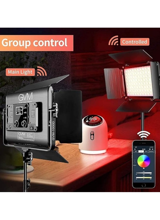 GVM - GVM Great Video Maker 1000D RGB Led Light, Photography Lighting Kit with Bluetooth Control, Full Color Lighting Kit with 18 Applicable Scenes, 2 Packs Led Light Panel for Shooting - Image 1