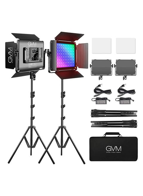 GVM Great Video Maker 1000D RGB Led Light, Photography Lighting Kit with Bluetooth Control, Full Color Lighting Kit with 18 Applicable Scenes, 2 Packs Led Light Panel for Shooting