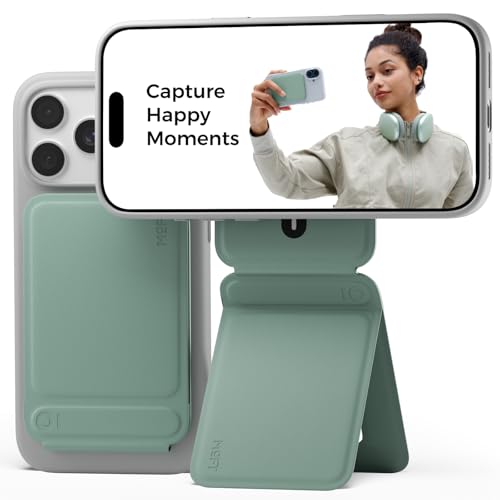 MOFT Phone Tripod Stand Selfie Stick for iPhone MultiAngles iPhone Stand Lightweight Portable Phone Holder Strong Magnets MOVAS Vegan Leather Travel Essentials Seafoam Without Card Slot - Image 1