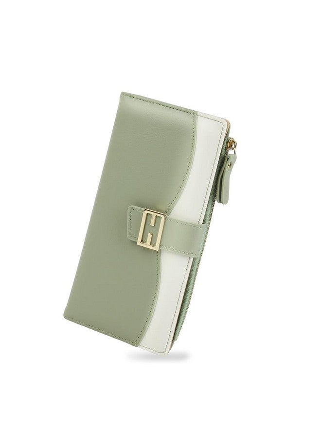 PALAY¬Æ Women Purse Bag Fashion PU Purse for Women Bifold Purse for Women Large Capacity Cards Bag Cash Bag Evening Hand Bag Clutch Bag for Women Gift for Women Women, Mint Green - Image 1