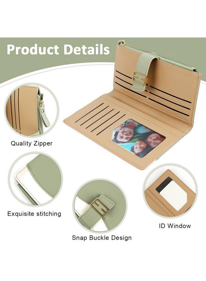 PALAY¬Æ Women Purse Bag Fashion PU Purse for Women Bifold Purse for Women Large Capacity Cards Bag Cash Bag Evening Hand Bag Clutch Bag for Women Gift for Women Women, Mint Green - Image 3