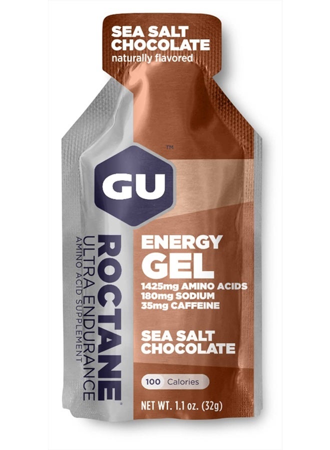 GU ENERGY GEL GU Energy Roctane Ultra Endurance Energy Gel, Vegan, Gluten-Free, Kosher, and Dairy-Free On-The-Go Sports Nutrition for Running, Biking, Hiking or Skiing, Sea Salt Chocolate, 24-Count - Image 1
