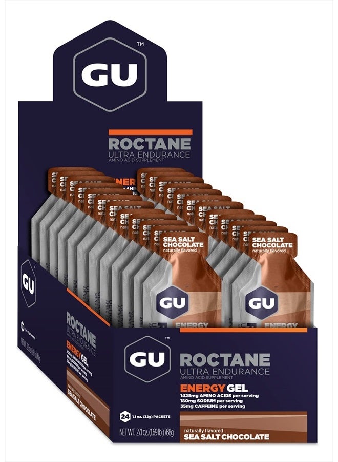 GU ENERGY GEL GU Energy Roctane Ultra Endurance Energy Gel, Vegan, Gluten-Free, Kosher, and Dairy-Free On-The-Go Sports Nutrition for Running, Biking, Hiking or Skiing, Sea Salt Chocolate, 24-Count - Image 2