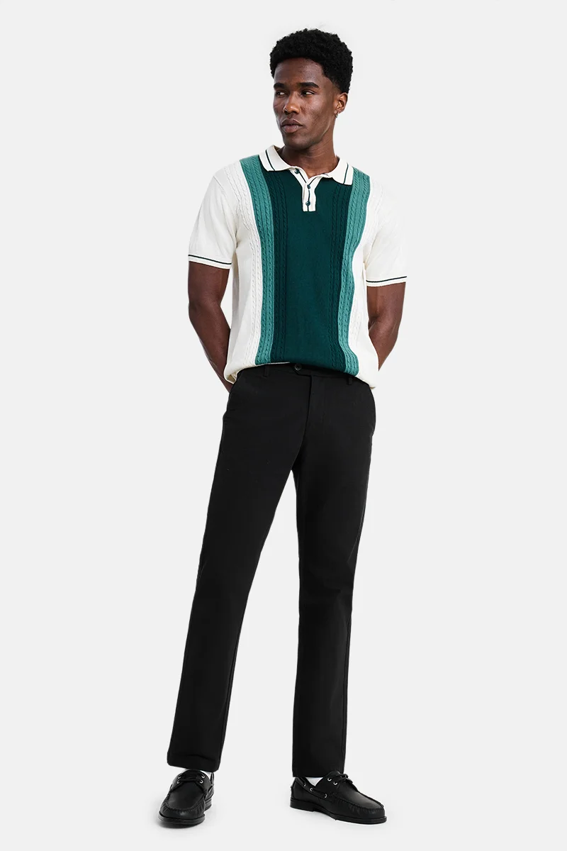 SNITCH Black Black Solid Slim Fit Festive Trousers for Men | Best Price UAE