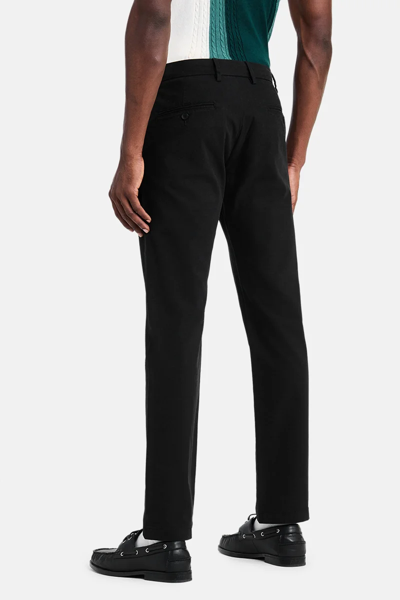 SNITCH Black Black Solid Slim Fit Festive Trousers for Men | Best Price UAE