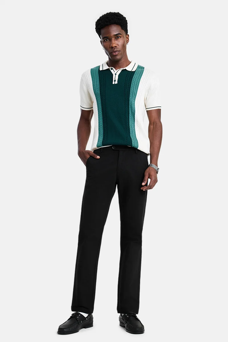 SNITCH Black Solid Slim Fit Festive Trousers