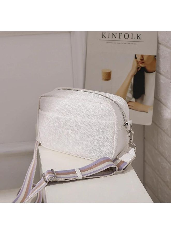 Women's Crossbody Clutch Purses with PU Leather Detachable Strap Square Bag for Commuting Business Travel, White - Image 1