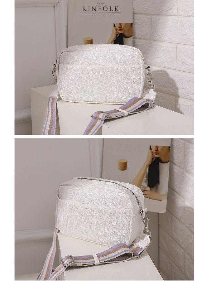 Women's Crossbody Clutch Purses with PU Leather Detachable Strap Square Bag for Commuting Business Travel, White - Image 2
