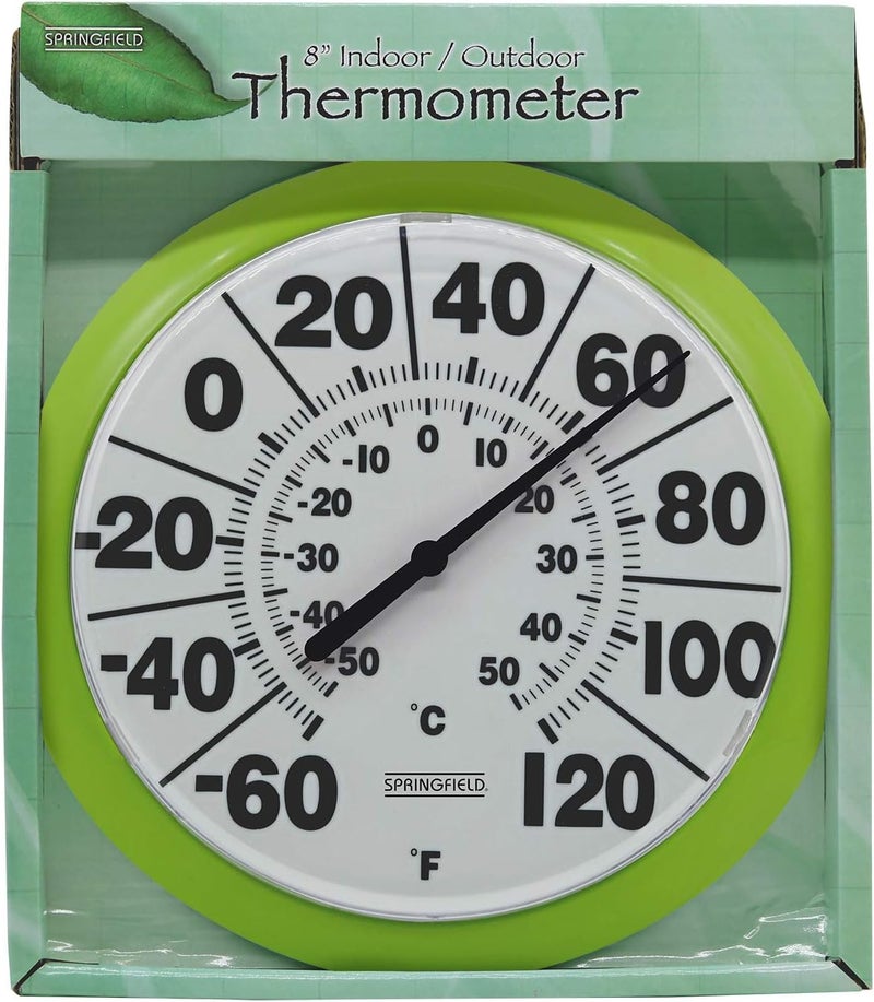 Springfield Indoor Outdoor Big and Bold Dial Thermometer, Wireless Thermometer with Easy to Read Numbers for Patio, Pool, and Indoor Areas, 8-Inch, Green - Image 4