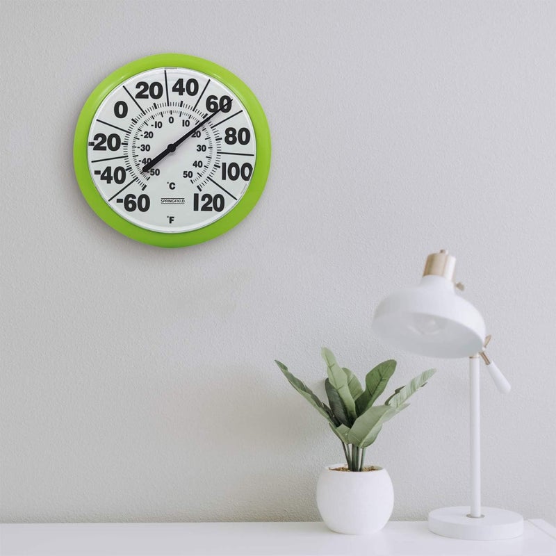 Springfield Indoor Outdoor Big and Bold Dial Thermometer, Wireless Thermometer with Easy to Read Numbers for Patio, Pool, and Indoor Areas, 8-Inch, Green - Image 5