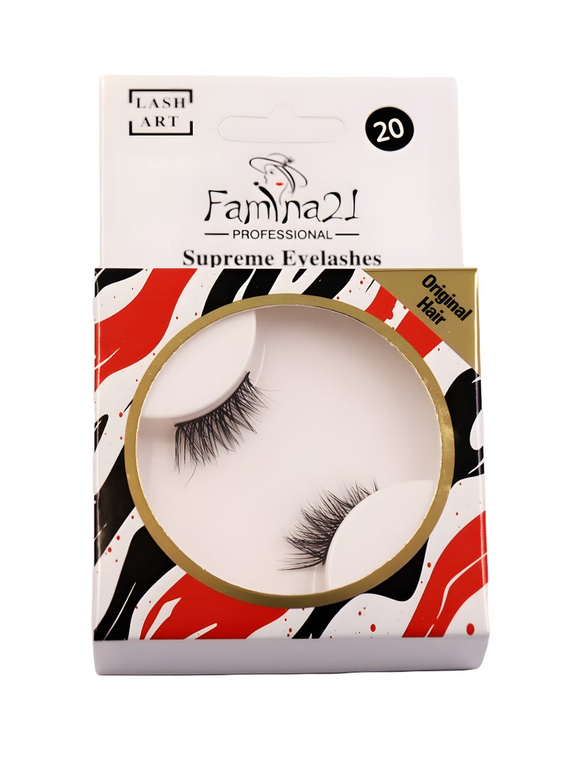 فامينا21 رموش Famina21 Supreme - 20 موديلًا، رموش صناعية طبيعية وخفيفة الوزن وقابلة لإعادة الاستخدام (FM20) - Image 1