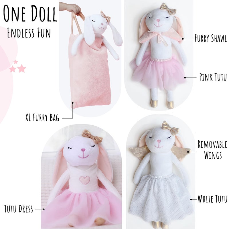 Perfectto Design Bunny Ballerina Stuffed Animal for Girls, Plush Toy Doll - Cute Doll Set Dress Up for 3 4 5 Year Old Girl - Gift for Little Girl, Birthday, Christmas Age 3-9 - Image 4