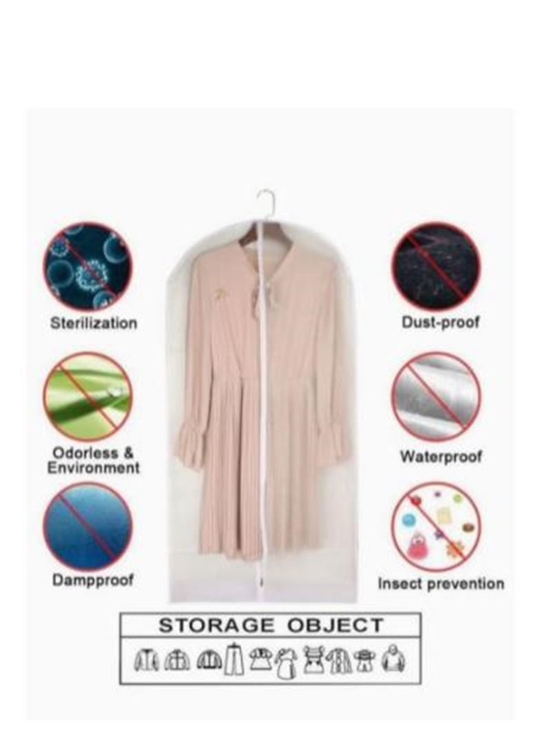 Pack of 5 Clothes Dress Protector Moistureproof Dustproof Cover Garment Suit Skirt Bag Organizer(60x100cm) - Image 3