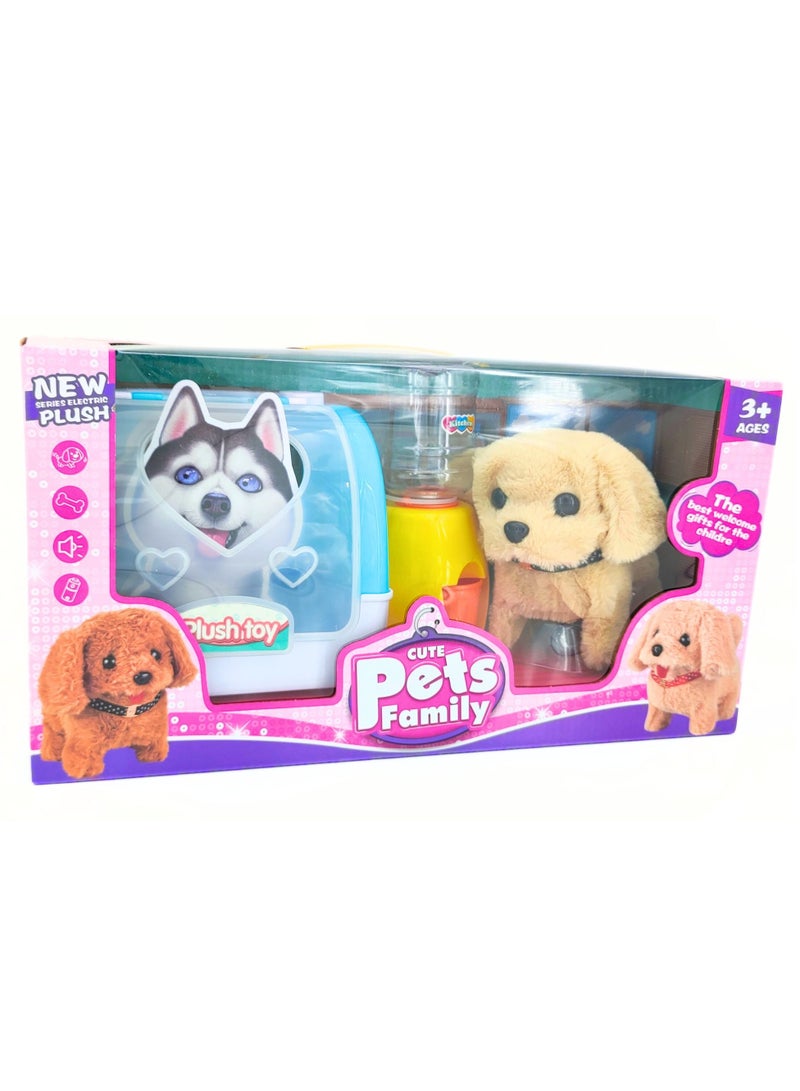 TOON TOYZ Electronic Plush Walking Puppy Toy with Carrier and Water Dispenser – Interactive Dog Toy for Kids, 40x14x21 cm - Image 1