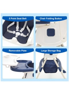 Baby High Chair, Adjustable Folding Baby Chair with Removable Tray and Non-Slip Feet, Foldable Toddler Seat for Baby and Toddler(Blue) - pzsku/ZB056C29DD4B0DEBE0FACZ/45/_/1727062798/37b14070-122d-4479-a280-0a9e2e3eec47