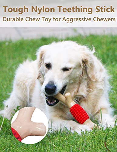 SCHITEC Dog Chew Toy for Aggressive Chewers Tough Big Nylon Rubber Teething Stick with Real Bacon Flavor for Large Medium Breed - Image 3