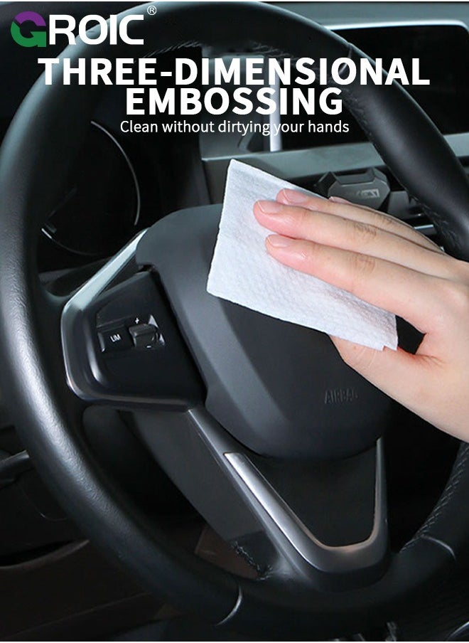 GROIC - 5 Pack Microfiber Car Cleaning Cloth,Automotive Interior Cleaning Wipes,Vehicle Wet Wipes,Automobile Leather Quick Decontamination Nursing Supplies,Automobile Cleaning Tool(50Pcs) - Image 1