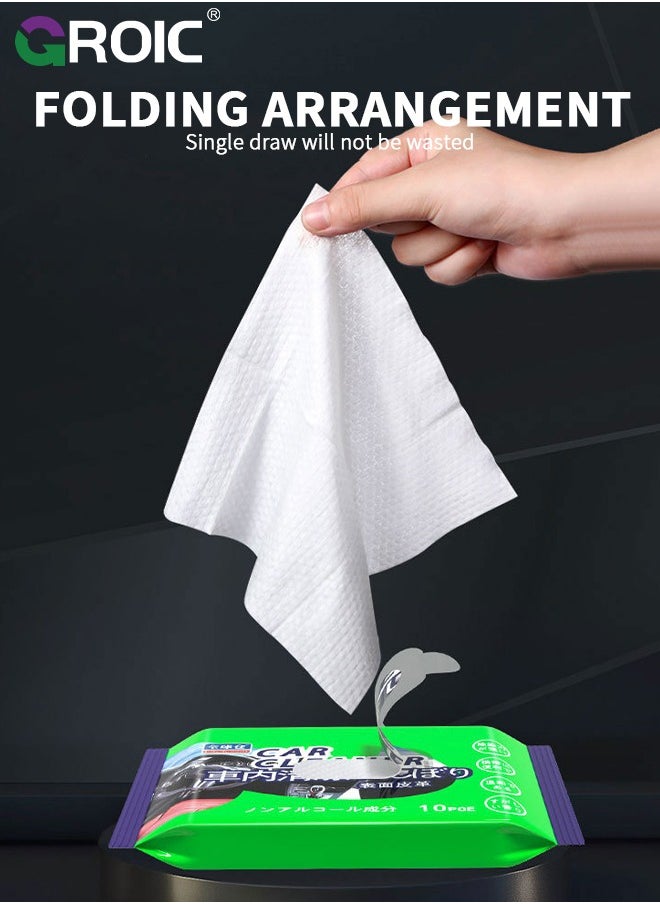 GROIC - 5 Pack Microfiber Car Cleaning Cloth,Automotive Interior Cleaning Wipes,Vehicle Wet Wipes,Automobile Leather Quick Decontamination Nursing Supplies,Automobile Cleaning Tool(50Pcs) - Image 1