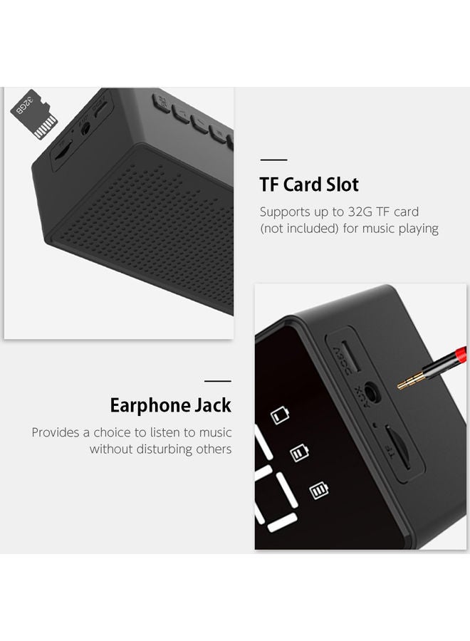 NIBEMINENT Digital Mirror Surface Alarm Clock Black 13.00 x 4.50 8.50cm - Image 5