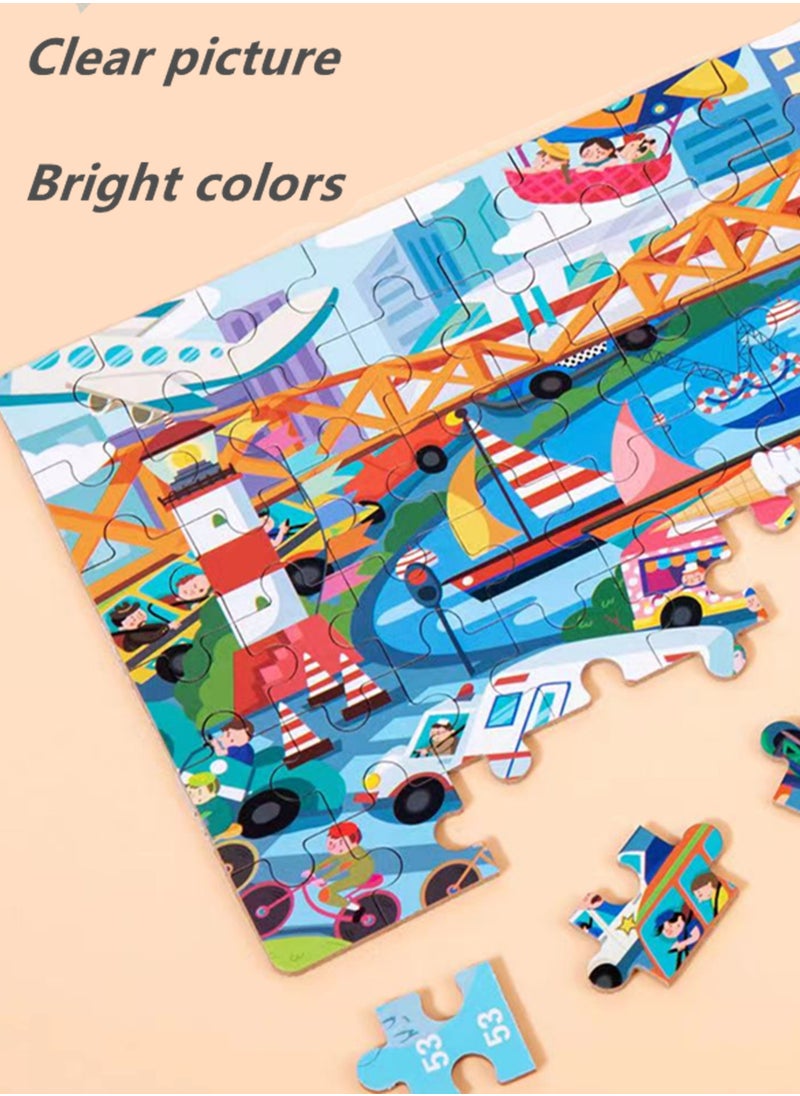 Generic - 60 pieces wooden Puzzle Kids toy-Jigsaw Puzzles child toys Learning Toys for Boys and Girls Montessori Toys（1 random colors) - Image 1