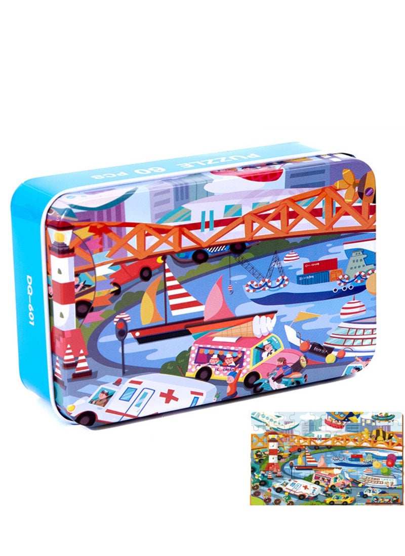 Generic - 60 pieces wooden Puzzle Kids toy-Jigsaw Puzzles child toys Learning Toys for Boys and Girls Montessori Toys（1 random colors) - Image 1