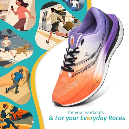 YOHO Catapult CarbonBurst™ Sports Shoes with Laces for Men| Running,Jogging,Athletic & Gym| Cushioned Insoles,Breathable Upper & Phylon Sole for Shock Absorption Sneakers for Man | Orange Zest -UK 9 - Image 3