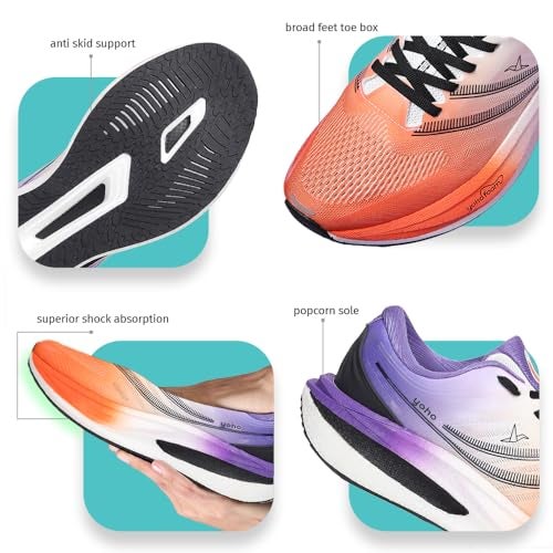 YOHO Catapult CarbonBurst™ Sports Shoes with Laces for Men| Running,Jogging,Athletic & Gym| Cushioned Insoles,Breathable Upper & Phylon Sole for Shock Absorption Sneakers for Man | Orange Zest -UK 9 - Image 5