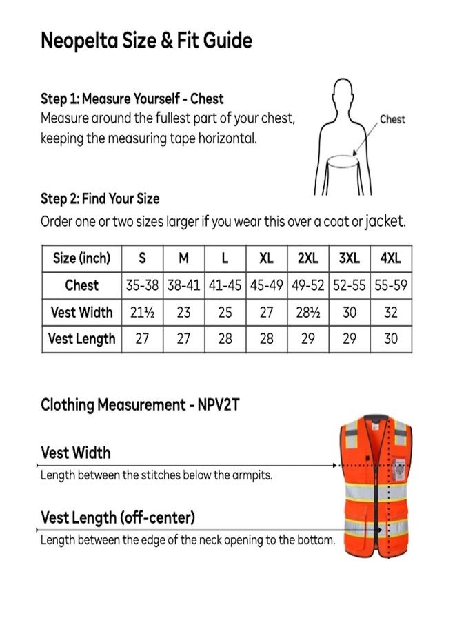 Neopelta Reflective Safety Vest Orange Mesh, High Visibility Vest with Pockets and Zipper, Padded Neck, Construction Work Vest ANSI Class 2, Orange with Yellow Trim XL - Image 3