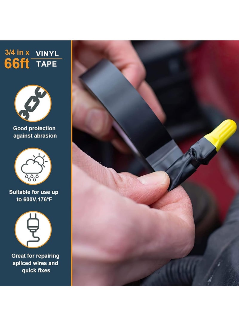 Electrical Tapes, 6 Rolls 295ft Insulating Wire Tape Waterproof PVC Adhesives Fasteners Gaffer Tape Electrical Automotive Hardware Black Insulation Tapes, 3/5 inch x 49ft Each Roll - Image 3