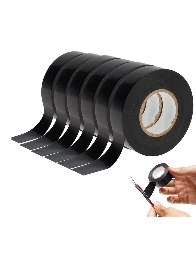 Electrical Tapes, 6 Rolls 295ft Insulating Wire Tape Waterproof PVC Adhesives Fasteners Gaffer Tape Electrical Automotive Hardware Black Insulation Tapes, 3/5 inch x 49ft Each Roll - Image 1