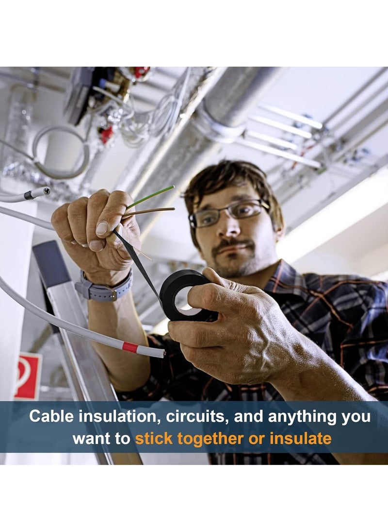 Electrical Tapes, 6 Rolls 295ft Insulating Wire Tape Waterproof PVC Adhesives Fasteners Gaffer Tape Electrical Automotive Hardware Black Insulation Tapes, 3/5 inch x 49ft Each Roll - Image 5