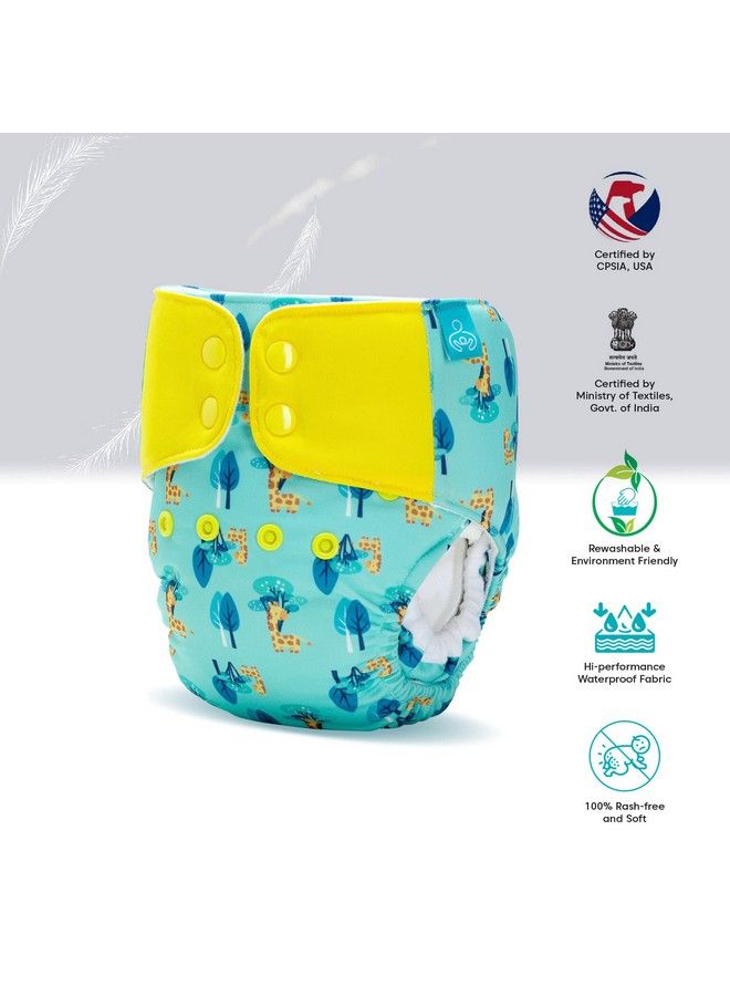 Bumberry Advanced Pocket Diaper 2.0 Combo (636 Months) 5 Piece Pack With 5 Wetfree Inserts (Brush Storke Camo Splatter Baby Giraffe And Catscape) - Image 3